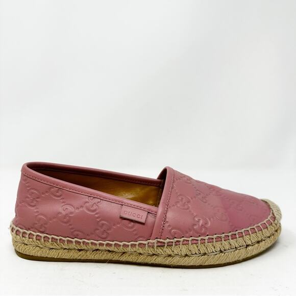 Gucci Guccissima Leather Espadrille Flats Size 36.5 Pink - Picture 5 of 11